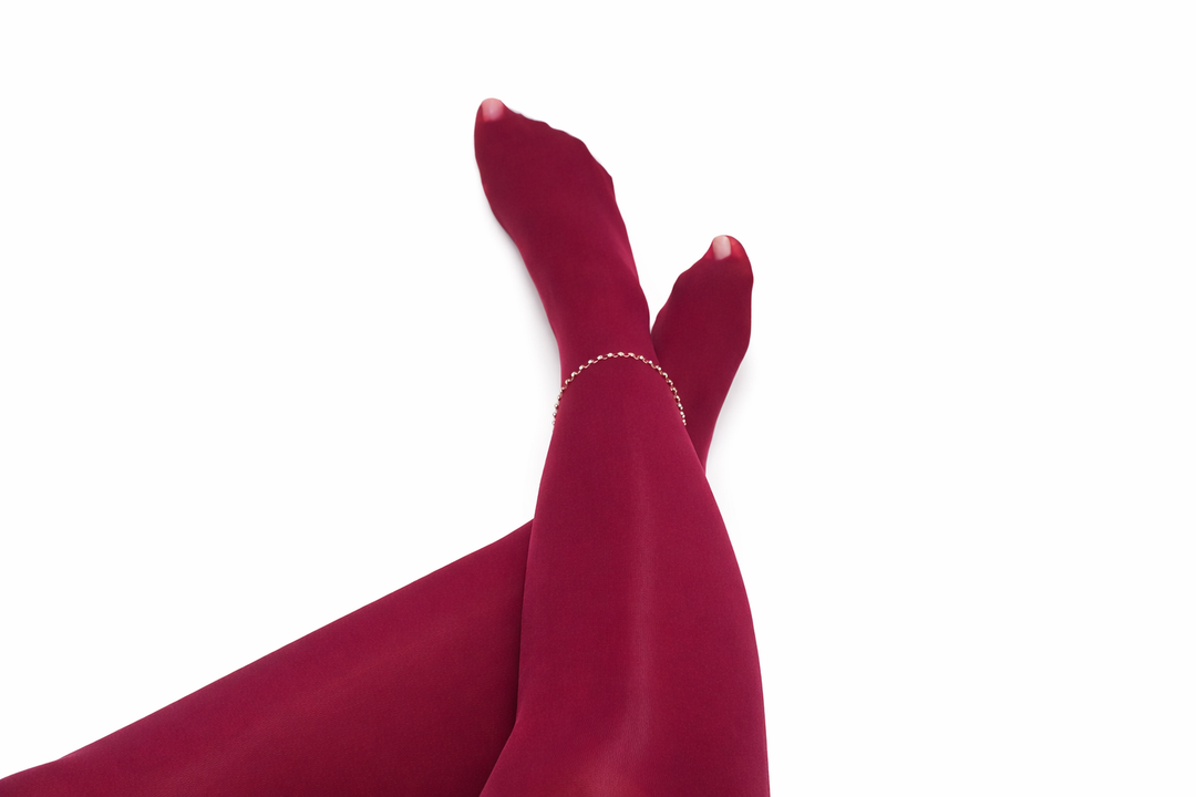 Burgundy Sheer Tights For Women